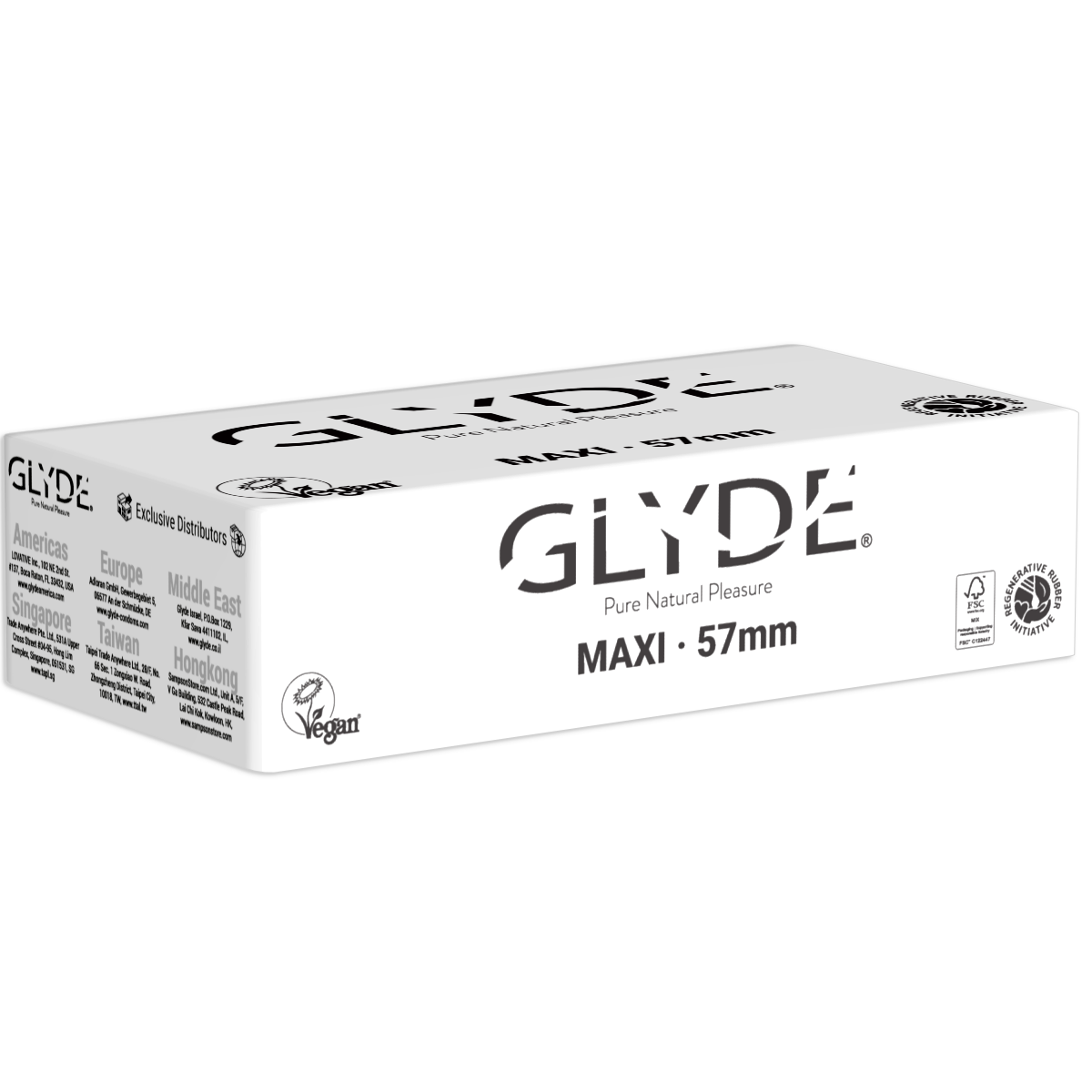 קופסת מארז חסכון לבנה של 100 יחידות קונדומים GLYDE Maxi מקסי