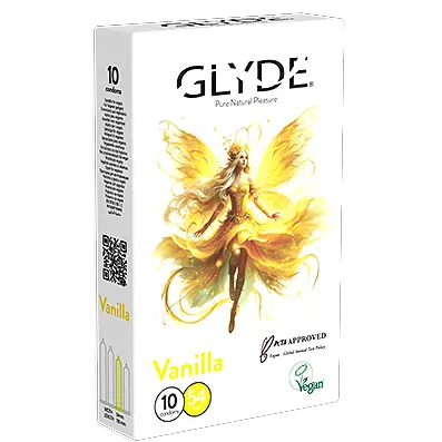 קונדומים בטעם וניל של GLYDE באריזת 10 יחידות